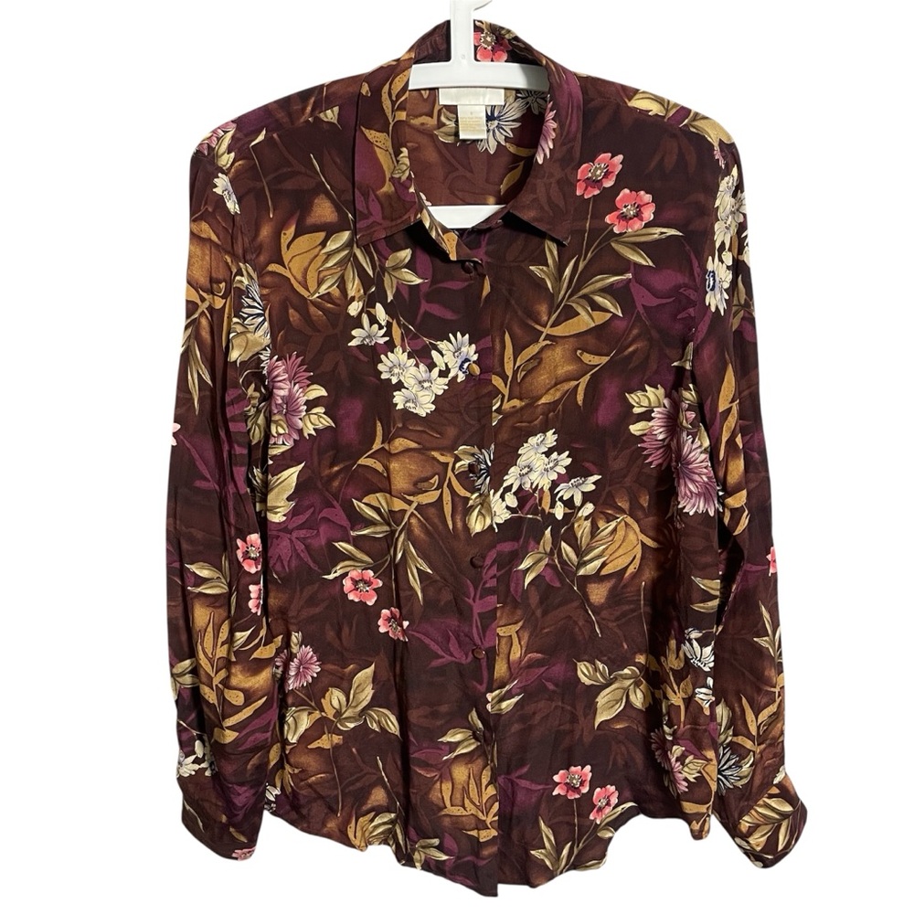 Christie & Jill Vintage Silk Blouse Floral button down